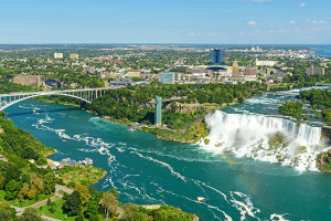 Niagara Falls, on the border of New York and Ontario, Canada